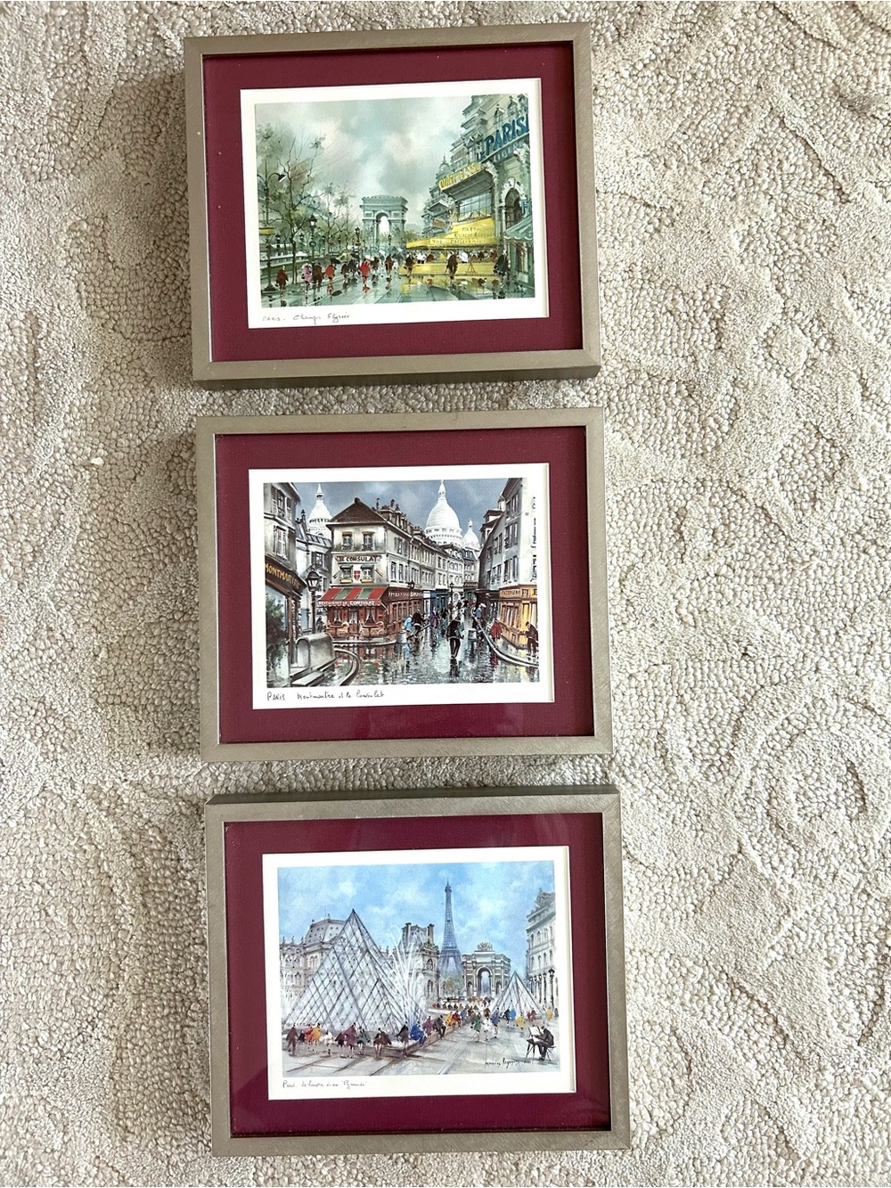 Maurice LEGENDRE Paris Prints Framed Signed Vintage Set of 3 France 80s